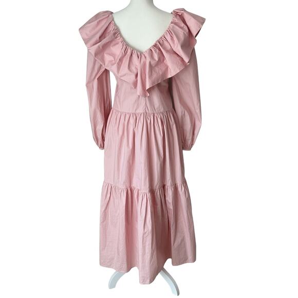 ENGLISH FACTORY Pink Tiered Dress Size Medium Midi - Picture 2 of 16
